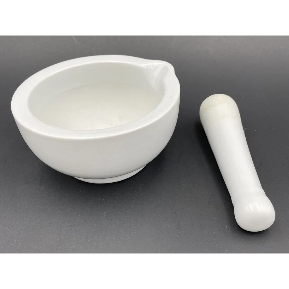 Vintage Porcelain/Ceramic Mortar and Pestle - White - Small 3.5